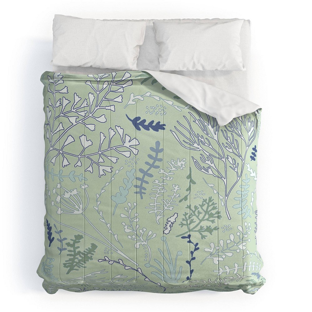 Photos - Bed Linen Deny Designs 2pc Twin/Twin Extra Long Monika Strigel Herbs and Ferns Pastel Comforter Set Green: Microfiber, Botanical Patte