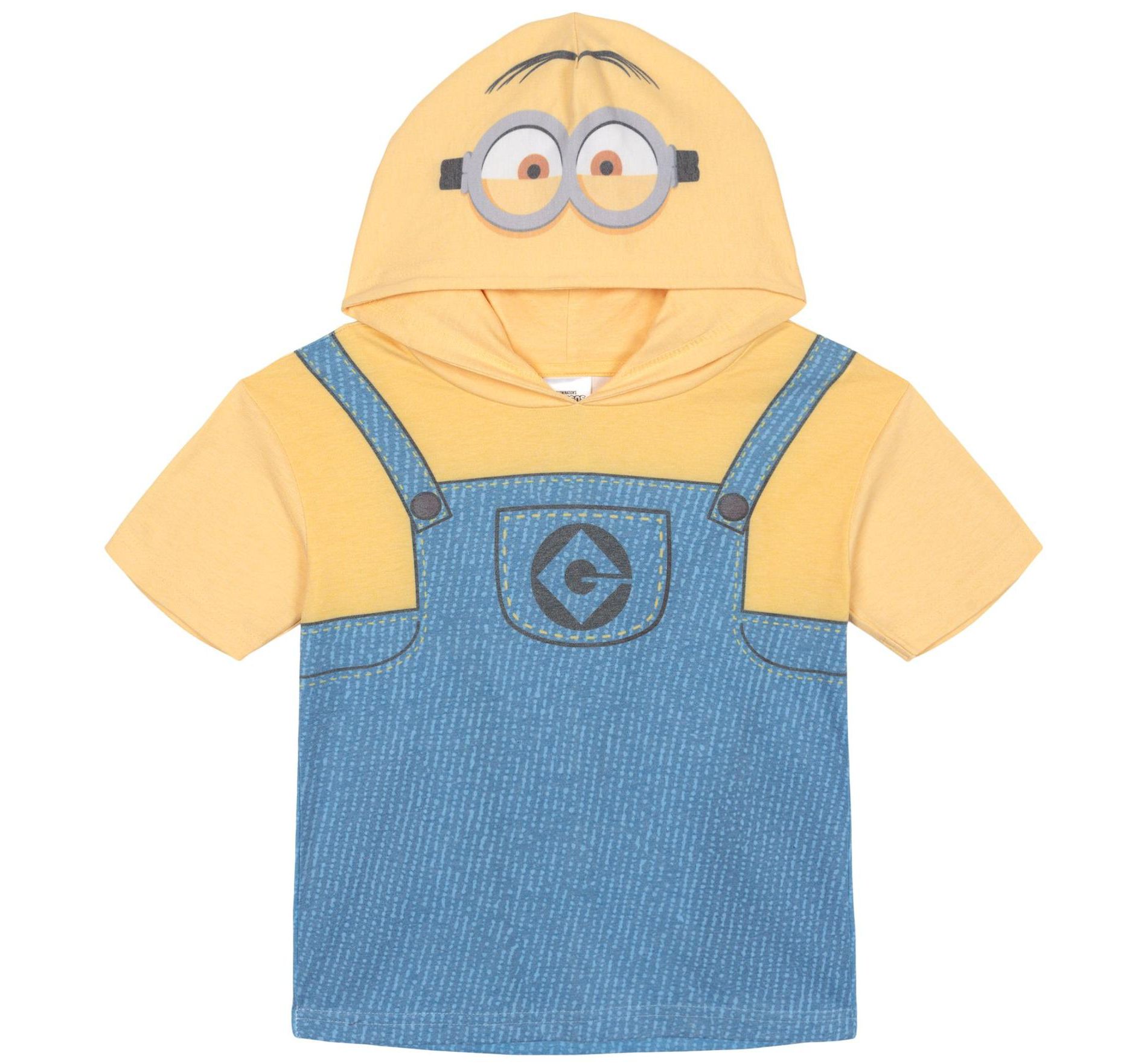 Minions Toddler Boy or Girl Pullover Short Sleeve Cosplay Hooded T-Shirt Costume Yellow Denim Blue 4T