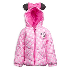 Disney Minnie Mouse Girls Winter Coat Puffer Jacket Toddler - 1 of 4
