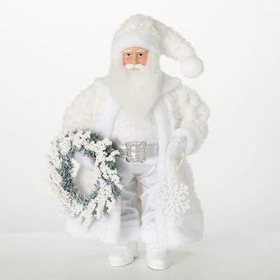 19.5"H Sullivans Christmas Frosty White Santa Figurine Indoor Christmas Decor