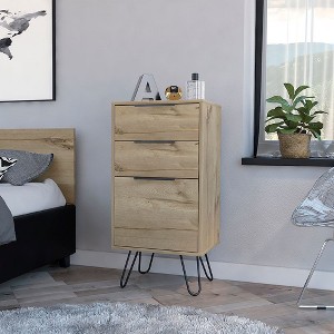 Kumasinova 3-Drawer Dresser,Wood Finish Chest of Drawers with Hairpin Legs,Modern Storage Dresser,Bedroom and Entryway Furniture,Beige - 1 of 4