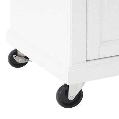 Avery Distressed White Kitchen Island Cart with Faux Marble Top