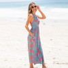Women's Blue & Red Tropical Sleeveless V-Neck Maxi Dress - Cupshe - 2 of 4