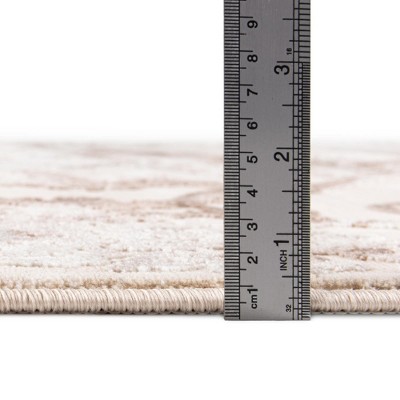 Ivory and Brown Rectangular Synthetic Medallion Area Rug