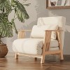 ATJafurn Folding Chair Bed, Modern Convertible Wooden Upholstered Armchair Sleeper Chaise Recliner Sofa Bed for Bedroom Living Room, Beige - 3 of 4