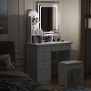 Famapy 31.5''W Dressing Desk Makeup Vanity Set with Stool and Mirror Led Light Bedroom Accent - 4 of 4