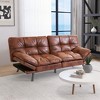 Vipbear 71" Futon Convertible Memory Foam Sofa Bed, Modern Loveseat for Living Room, Adjustable Armrests Backrest Sofabed, Faux Leather - Black - 2 of 4