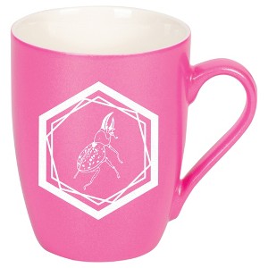 Elanze Designs 10 Ounce Ceramic Decorative Laser Engraved Geometric Design Giftable Novelty Tea Coffee Cup Mug Princess Pink Hercules Beetle - 1 of 4