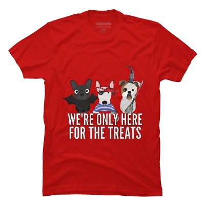 Men's Design By Humans Dog Halloween - We're Only Here For The Treats By PedigreePrints T-Shirt