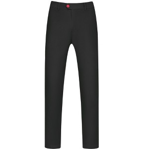 INSPIRE CHIC Men's Slim Fit Solid Flat Front Pants - 1 of 4