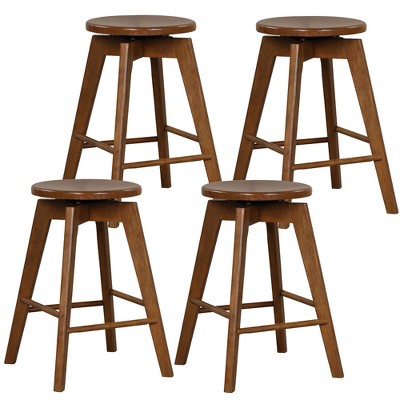 Tangkula Set of 4 Swivel Round Bar Stools Counter Height Dining Chairs w/ Rubber Wood Legs