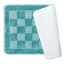 Home Mart Goods Teal Bath Set 3 Piece Anti-Slip Checkered Bathroom Mat, Large Contour Mat & Toilet Seat Lid Cover - 2 of 3