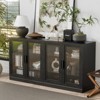 PexFix 62" W x 31" H Large Sideboard Buffet Cabinet with 4 Glass Doors 2 Adjustable Shelves for Kitchen Living/Dinning Room Bedroom Entryway Black - 2 of 4