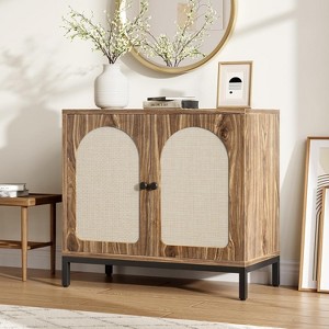 Rattan Sideboard Buffet Cabinet, Kitchen Storage Cabinet with Rattan Doors and Adjustable Shelves, for Living Dining Room Hallway - 1 of 4