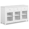 NicBex 54" Modern 3-Doors Sideboard,Kitchen Storage Cabinets with 3 Drawers and 3 Tempered Glass Doors for Kitchen and Dining Room,Dark Brown/White - 2 of 4