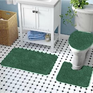 Ben&Jonah Elegant 3 Piece Bath Rug Set Elegant 1 Bath Rug (18" x 30"), 1 Contour Mat and 1 Toilet Seat Cover (APX 18" x 18") - 1 of 3