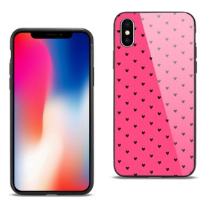 Reiko iPhone X/XS Hard Glass Design TPU Case with Pink Polka Dots - 1 of 4