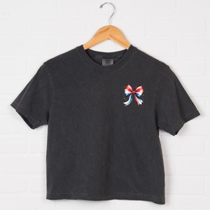 Simply Sage Market Patriotic Bow Star Coquette Boxy Crop Top - 1 of 4