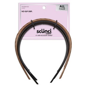 scünci No-Slip Grip Thin Plastic Headbands - Black/Brown/Mixed- All Hair - 3pk - 1 of 4