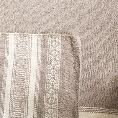 Handmade Light Brown Wool Flat Woven Rectangular Rug