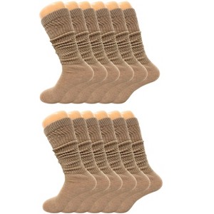 Women’s Slouch Scrunch Socks 12 Pairs Cotton Knee-High Shoe Size 5-10 - 1 of 4