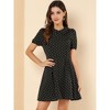 Allegra K Women's Heart Dots Print Short Sleeve A-Line Peter Pan Collar Mini Dress - 3 of 4