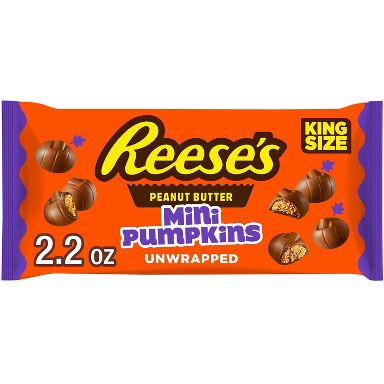 Reese's Peanut Butter Milk Chocolate Mini Pumpkins Halloween Candy King Size - 2.2oz