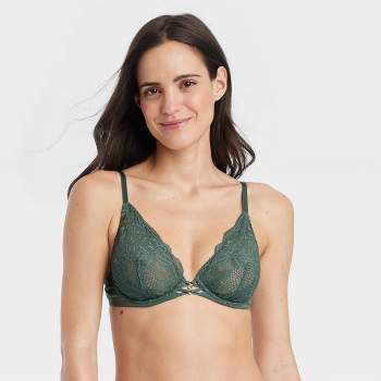 Women's Lace Plunge Push-up Bra - Auden™ Green 34b : Target