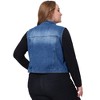 Agnes Orinda Women's Plus Size Trucker Zipper Front Sleeveless Sport Crop Denim Vests - 4 of 4