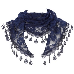 INSPIRE CHIC Lace Rose Floral Tassel Mesh Triangle Head Covering Mantilla Scarves 1Pc - 1 of 4