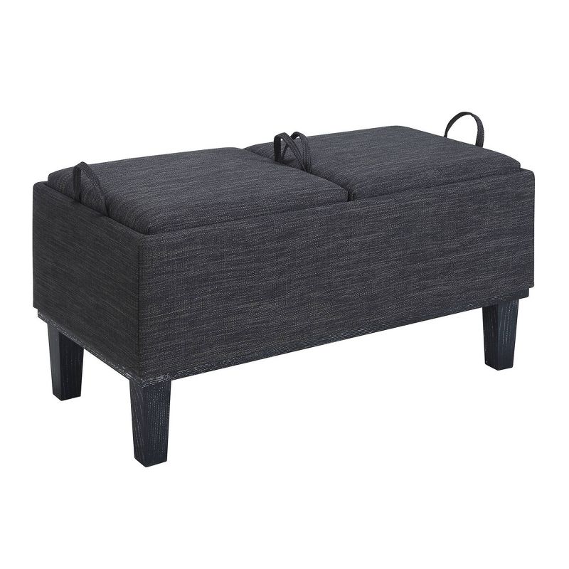 Breighton Home Designs4Comfort Brentwood Storage Ottoman with Reversible Trays Dark Charcoal Gray Fabric/Black, 1 of 7