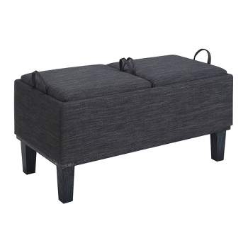 Breighton Home Designs4Comfort Brentwood Storage Ottoman with Reversible Trays Dark Charcoal Gray Fabric/Black