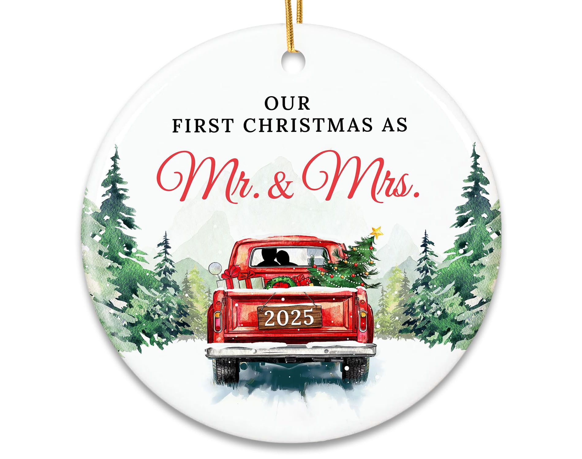 First Christmas Married Ornament 2025 - Wedding Gifts for Couples 2025 - Mr and Mrs Gifts