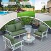 LeisureMod Walbrooke 4-Piece Outdoor Patio Conversation Set – White Trim Fire Pit Table with Cushioned Ottoman for Patio, Deck, Balcony & Backyard - 4 of 4