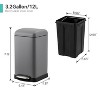 Slim Trash Can, 3.2 Gal/12L Stainless Steel Waste Bins - 2 of 4