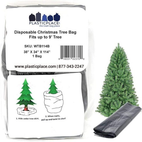 Plasticplace Christmas Disposal and Storage Bag, Fits Trees 9 ft Tall, 1.5  Mil (Black)