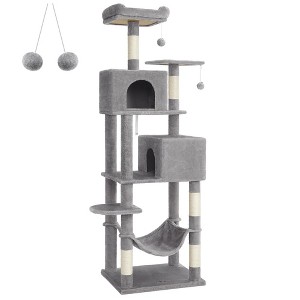 61"/75.2"H Cat Tree Cat Tower for Indoor Cats, Plush Multi-Level Cat Condo with Scratching Posts, Perches, Caves, Hammock - 1 of 4