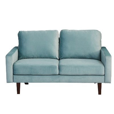 Velvet Loveseat Mid-Century Modern Sofa Tufted Couch with Wooden Legs for Living Room
