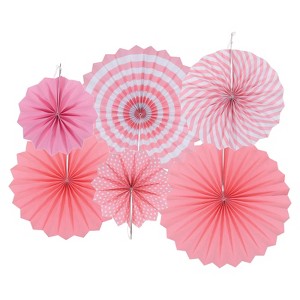 Unique Bargains Home Party Decoration Festive Paper Fans with 6 Pcs - 1 of 4