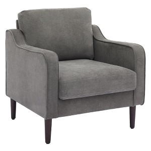 GustoWave Mid-Century Accent Chairs, Modern Linen Fabric Armchair, Comfy Sofa Chairs with Scooped Arms, Reading Chair High Back - 1 of 4