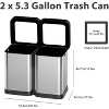 2x5.3 Gallon (2x20 L) Open Top Trash Can, Dual Compartment Classified Recycling Bin Without Lid, Fingerprint-Proof Stainless Steel Rubbish Bin - 2 of 4