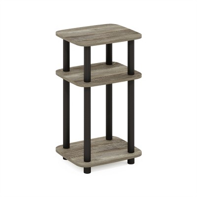 Furinno Just 3-Tier Turn-N-Tube Curve End Table, Side Table, 1-Pack, French Oak/Black