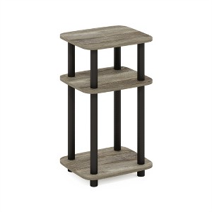 Furinno Just 3-Tier Turn-N-Tube Curve End Table, Side Table, 1-Pack, French Oak/Black - 1 of 1