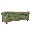 Velvet Three-Seat Chesterfield Sofa,Modern 3 Seater Couch with Nailhead Accents and Rolled Arms - The Pop Home - 2 of 4