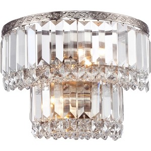 Vienna Full Spectrum Magnificence Modern Wall Light Sconce Satin Nickel Hardwire 10" 2-Light Fixture Tiered Crystal for Bedroom Bathroom Vanity Home - 1 of 4