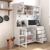 63" Large Microwave Cabinet With 4 Doors And 4 Drawers,Freestanding Kitchen Hutch Cabinet With Microwave Shelf-Cuddlewood - 3 of 4