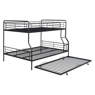 NicBex Full XL Over Queen Bunk Bed with Guardrail and Twin Size Trundle,Twin Loft Bed with Ladder and Converts to 2 Beds,Bunk Beds for Bedroom