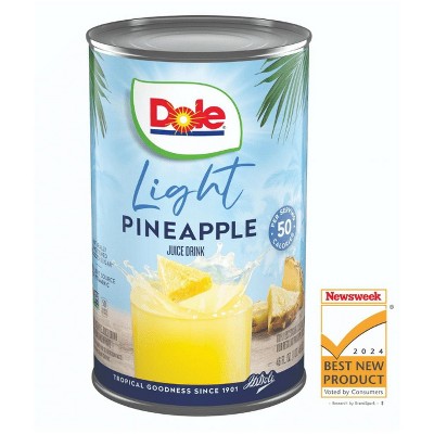 Dole Light Pineapple Juice Drink, 46 fl oz Can (Pack of 2)