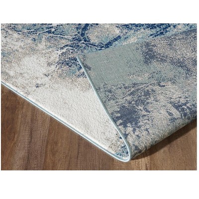Blue and Turquoise Abstract 8' x 10' Synthetic Area Rug