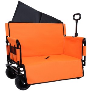 3-in-1 Convertible Folding Wagon Cart with Bench Seat & Storage - 500lbs Heavy-Duty Utility Wagon, 180L Capacity All-Terrain Wheels for Camping - 1 of 4